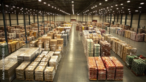 Packed Food Warehouse Ready for Distribution