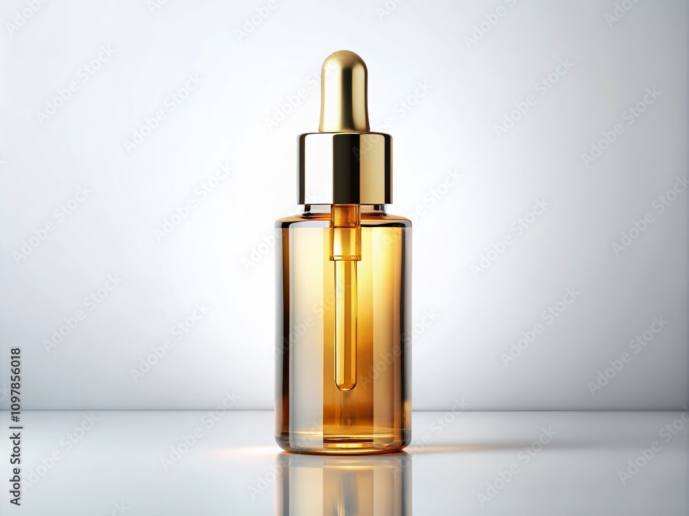 Elegant Glass Dropper Bottle with Golden Cap on a Clean White Background Ideal for Cosmetic and Essential Oil Packaging, Perfect for Product Displays and Promotions Elegant Glass Dropper Bottle with Golden Cap on a Clean White Background Ideal for Cosmetic and Essential Oil Packaging, Perfect for Product Displays and Promotions