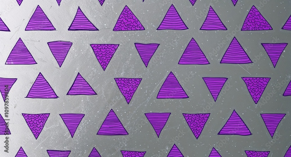 Purple Triangle pattern hand drawn design on Orange background illustration Purple Triangle pattern hand drawn design on Orange background illustration