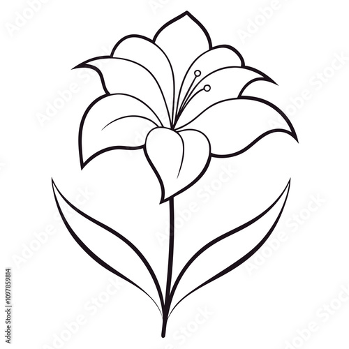 Canna Lily Flower Line Art in Pot.