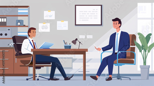 Injured employee visiting a lawyer for advice on insurance.