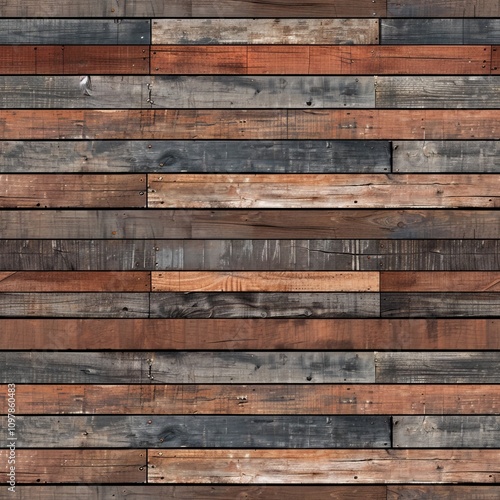 Wallpaper Mural Seamless weathered wood background, brown and gray planks, natural rustic texture pattern., Torontodigital.ca