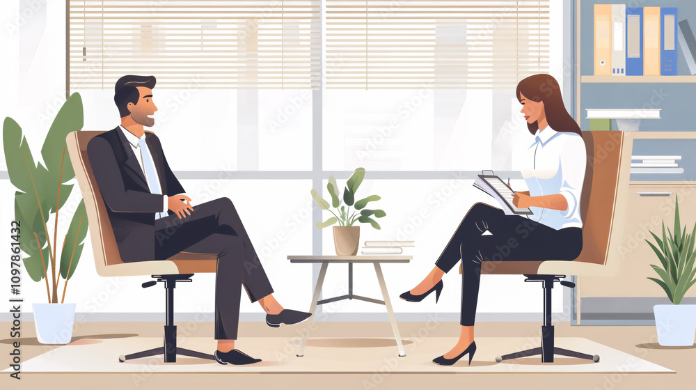 Injured employee visiting a lawyer for advice on insurance. Injured employee visiting a lawyer for advice on insurance.