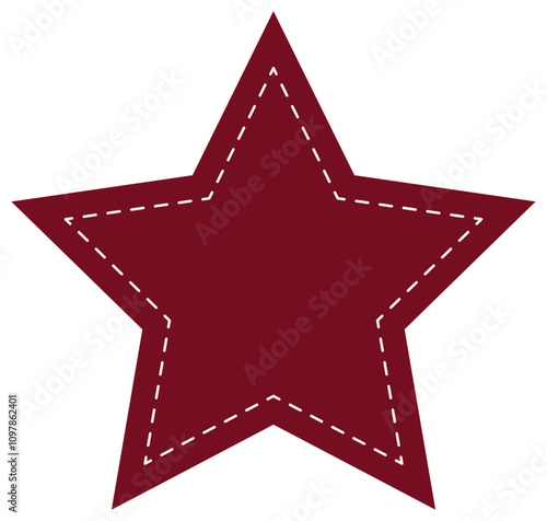 Flat icon of star shapes with dotted stitches isolated on white background.