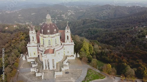 The iconic Basilica of Superga, burial place of the Savoy family and scenic landmark near Turin, Italy