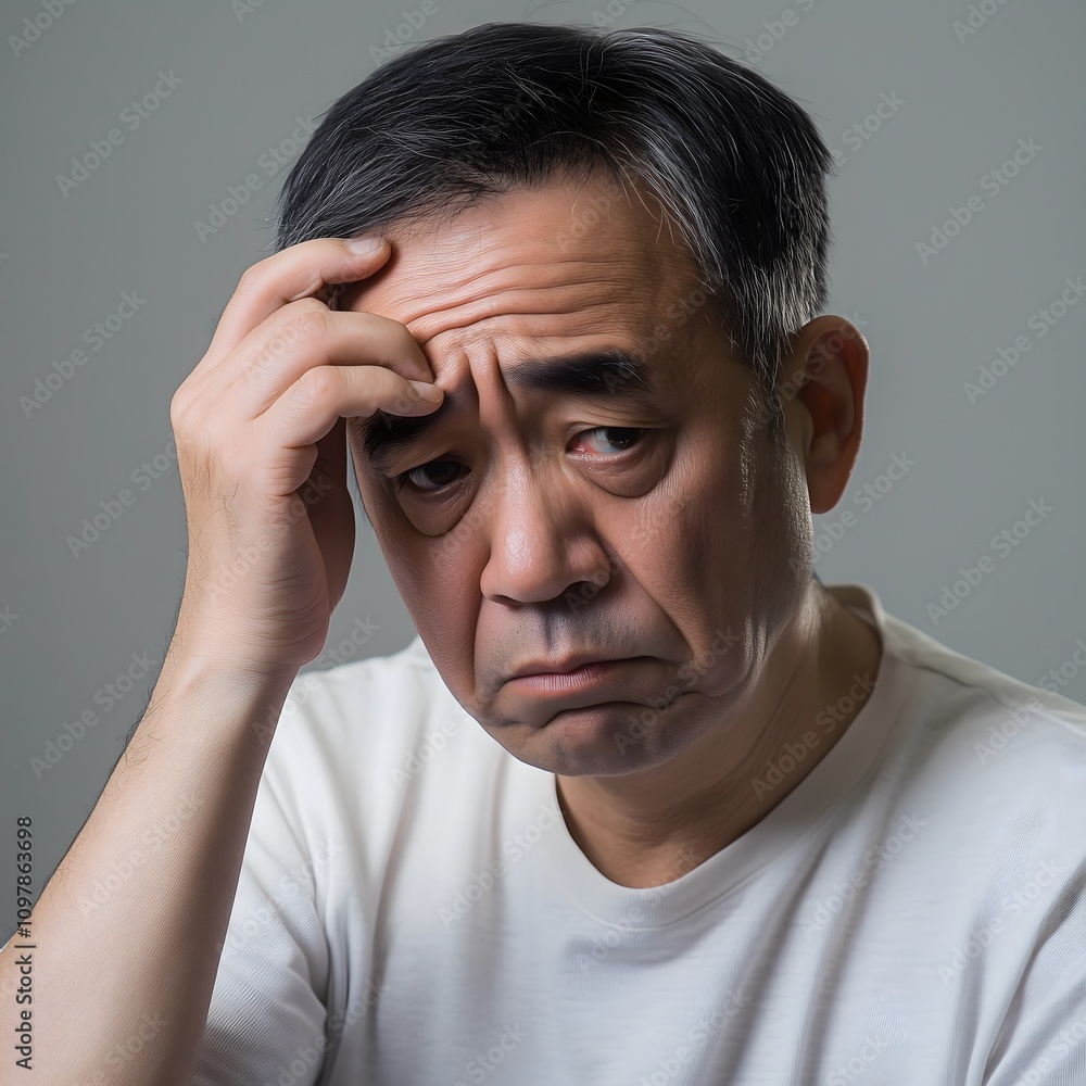 Worried unhappy Asian Man. Male Worry .Thoughtful expression Guy Worried unhappy Asian Man. Male Worry .Thoughtful expression Guy