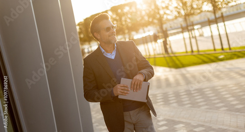 Confident businessman enjoy...
