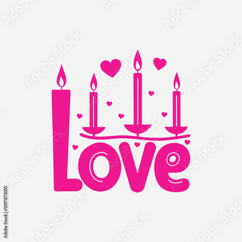 Valentine day candle with Love Text