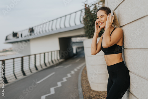 A young woman enjoys her mu...