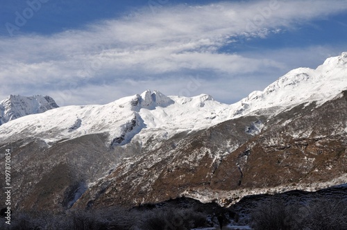 snow covered mountains in Nepal Himalayas