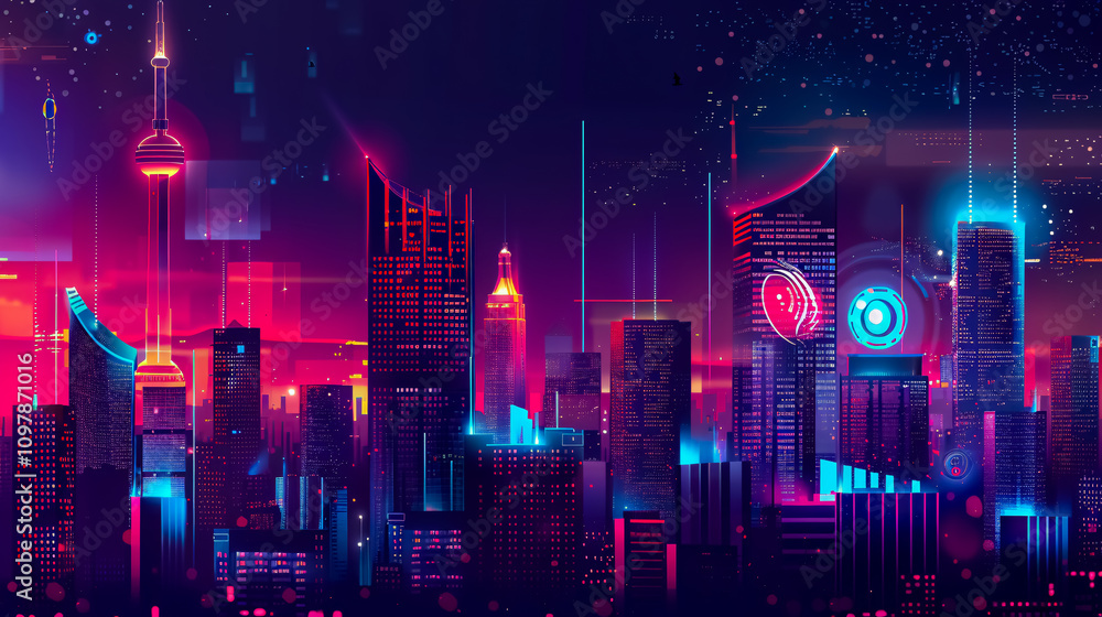 Obraz premium Internet of things concept in city.