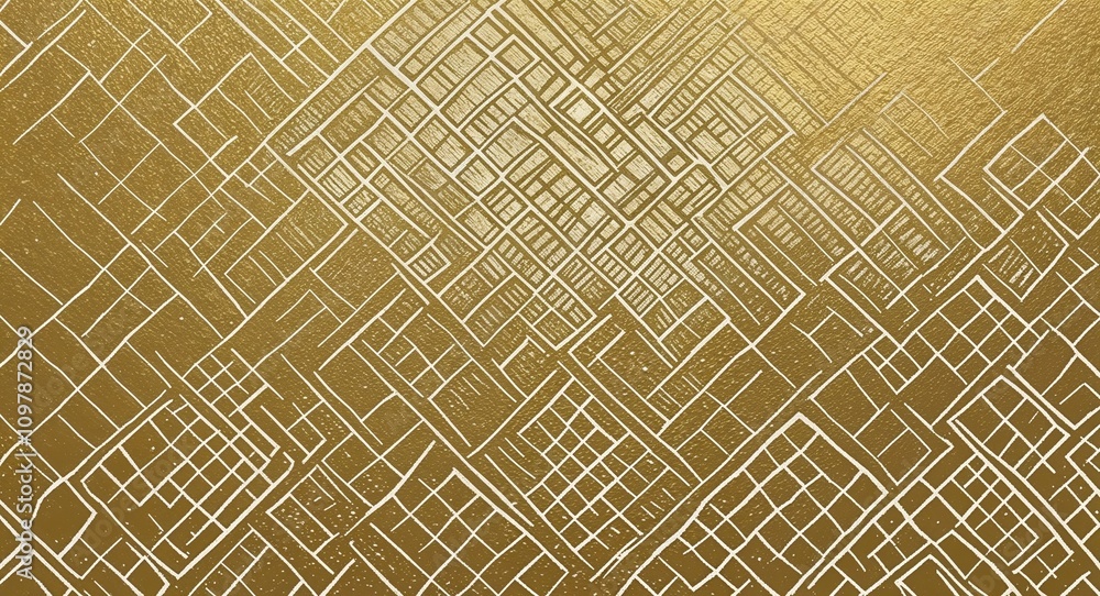 Silver Square pattern hand drawn design on Gold background illustration Silver Square pattern hand drawn design on Gold background illustration