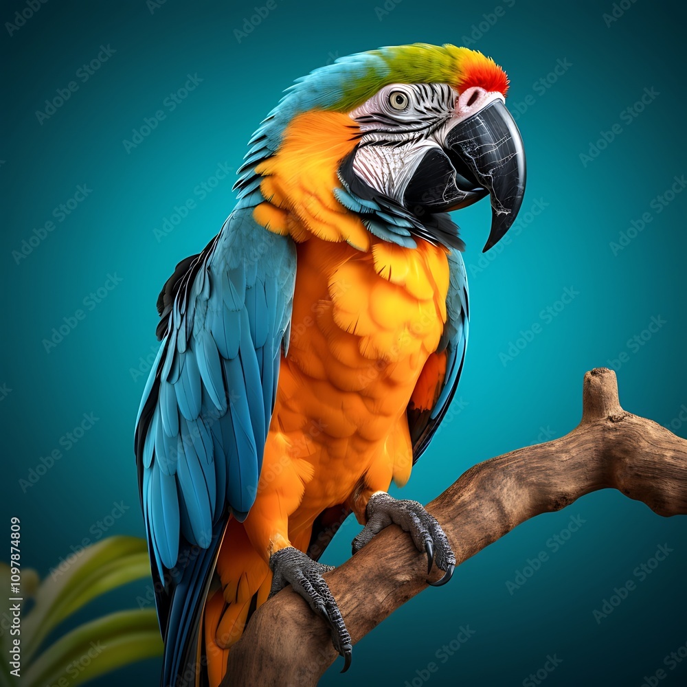 Fototapeta premium Brilliant Parrot Highlighted Perfectly on a Minimalistic Plain Background