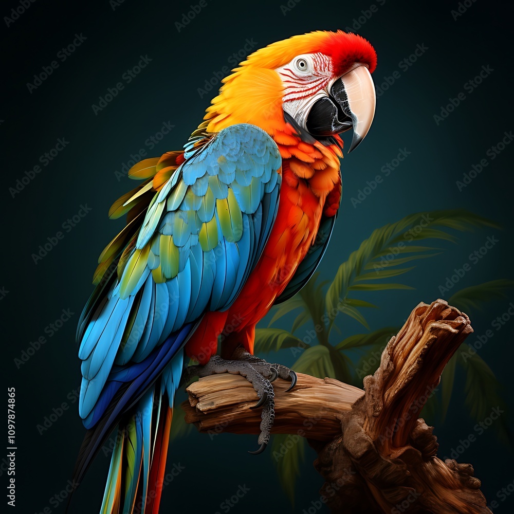 Fototapeta premium Brilliant Parrot Highlighted Perfectly on a Minimalistic Plain Background 