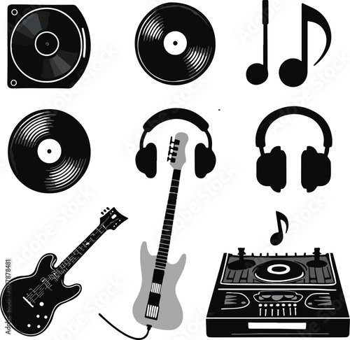 Set of music silhouette design vector illustration with white background