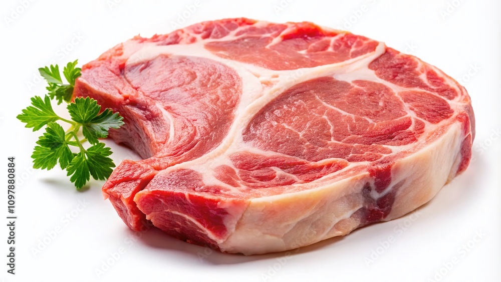 Fresh Raw Pork Chop Meat Isolated on White Background for Culinary and Butchery Stock Photography, Perfect for Recipes, Menus, and Food Industry Presentations Fresh Raw Pork Chop Meat Isolated on White Background for Culinary and Butchery Stock Photography, Perfect for Recipes, Menus, and Food Industry Presentations