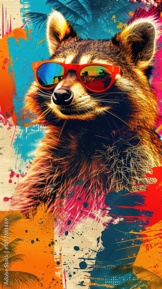 Retro Raccoon Vibes - Cool Guy with Sunglasses
