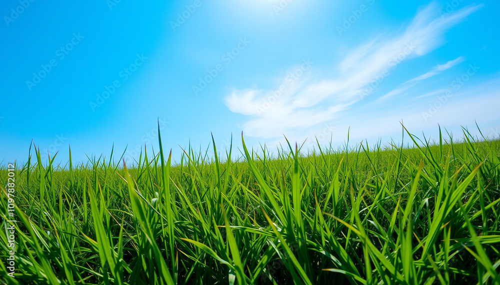 Obraz premium green grass and blue sky