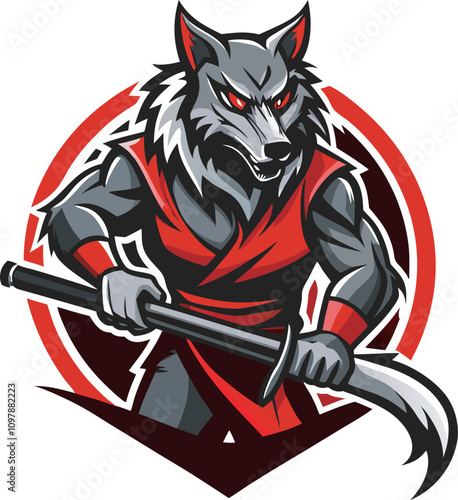 Minimalist Wolf Fighting Position Logo for Branding, Art & Illustration