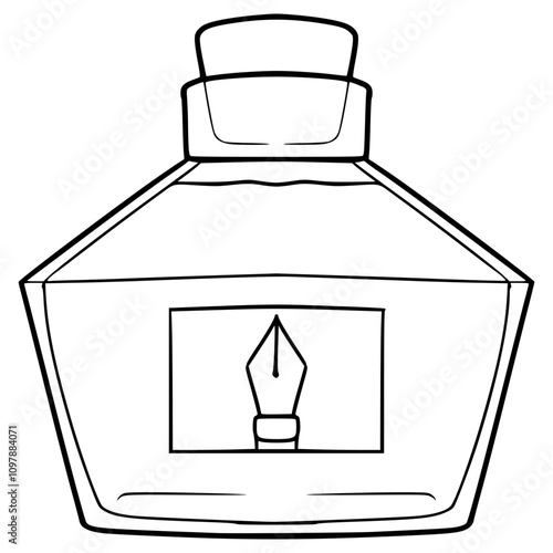 bottle ink illustration hand drawn outline vector