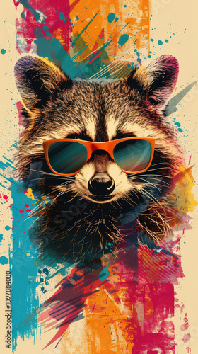 Retro Raccoon Vibes - Cool Guy with Sunglasses 