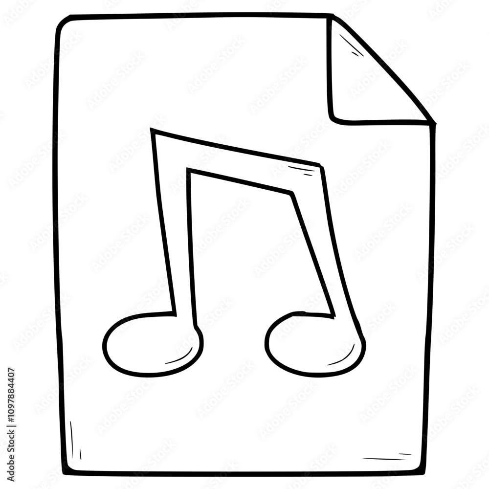 audio or music file icon illustration hand drawn outline vector audio or music file icon illustration hand drawn outline vector