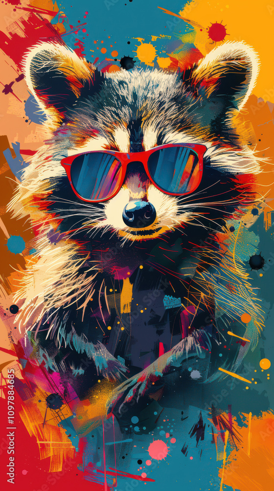 Retro Raccoon Vibes - Cool Guy with Sunglasses