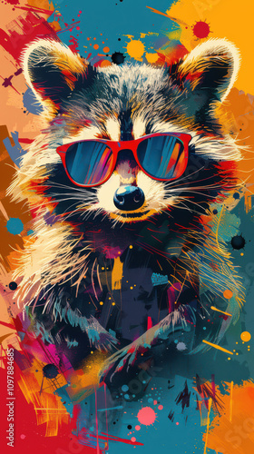 Retro Raccoon Vibes - Cool Guy with Sunglasses 