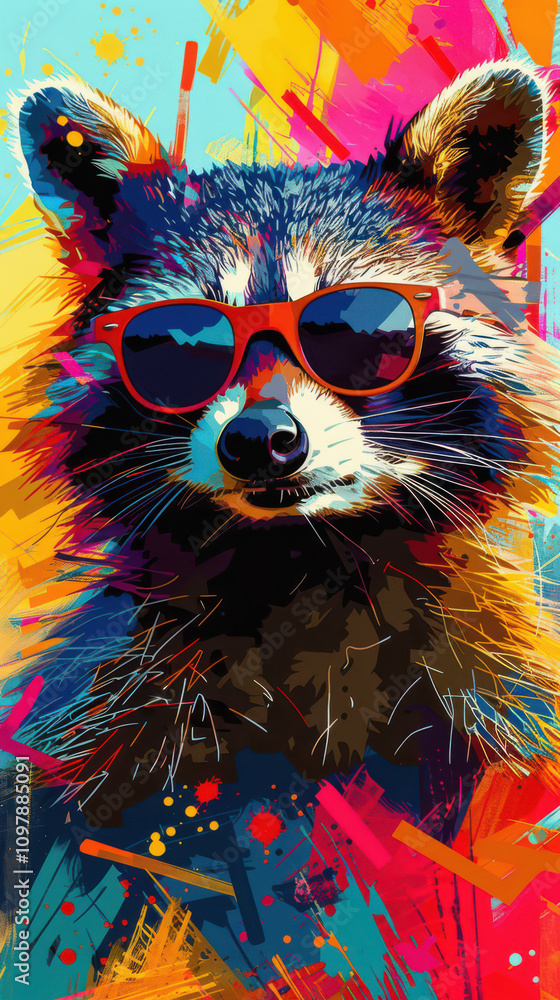 Retro Raccoon Vibes - Cool Guy with Sunglasses