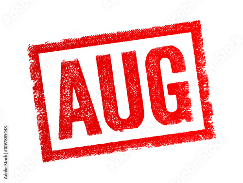 AUG abbreviation stands for August, it is the common abbreviation for the month in calendars and date formats, text concept stamp
