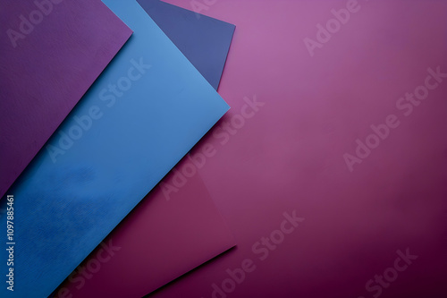 blue, pink, burgundy and purple sheets of paper with copy space