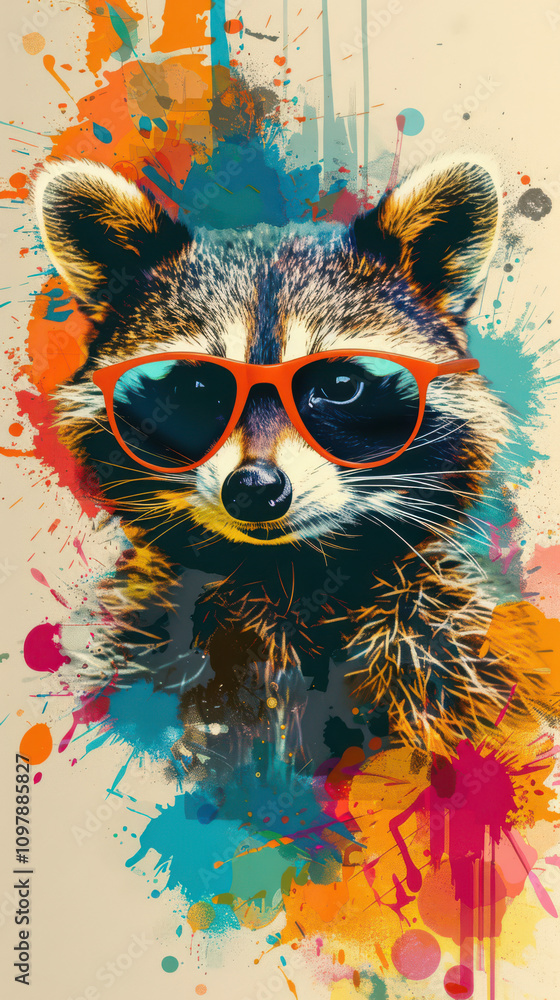 Retro Raccoon Vibes - Cool Guy with Sunglasses
