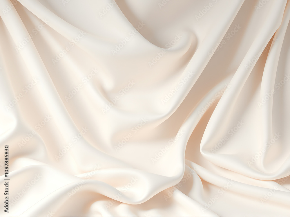 Obraz premium A smooth white silk fabric elegantly draped with soft, flowing folds.