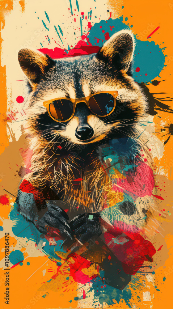 Retro Raccoon Vibes - Cool Guy with Sunglasses