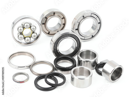 Front wheel bearing kit featuring various ball bearings for automotive maintenance and repair.