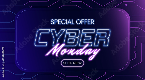 Cyber monday sale illustration. Sale banner template for advertising, promotion, web banner, social media