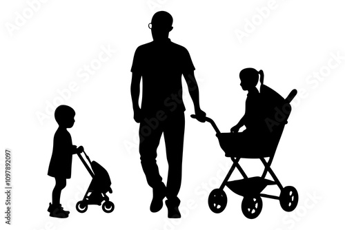 baby stroller silhouette vector illustration.