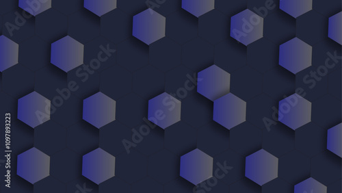 Abstract blue texture hexagon background. Dark gray and blue hexagonal technology abstract vector background.