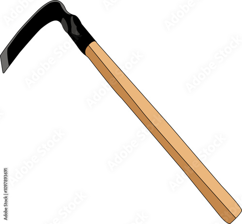 농사할때 필요한 농기구 중 하나로 사각모양과 나무 손잡이모양의 사각괭이