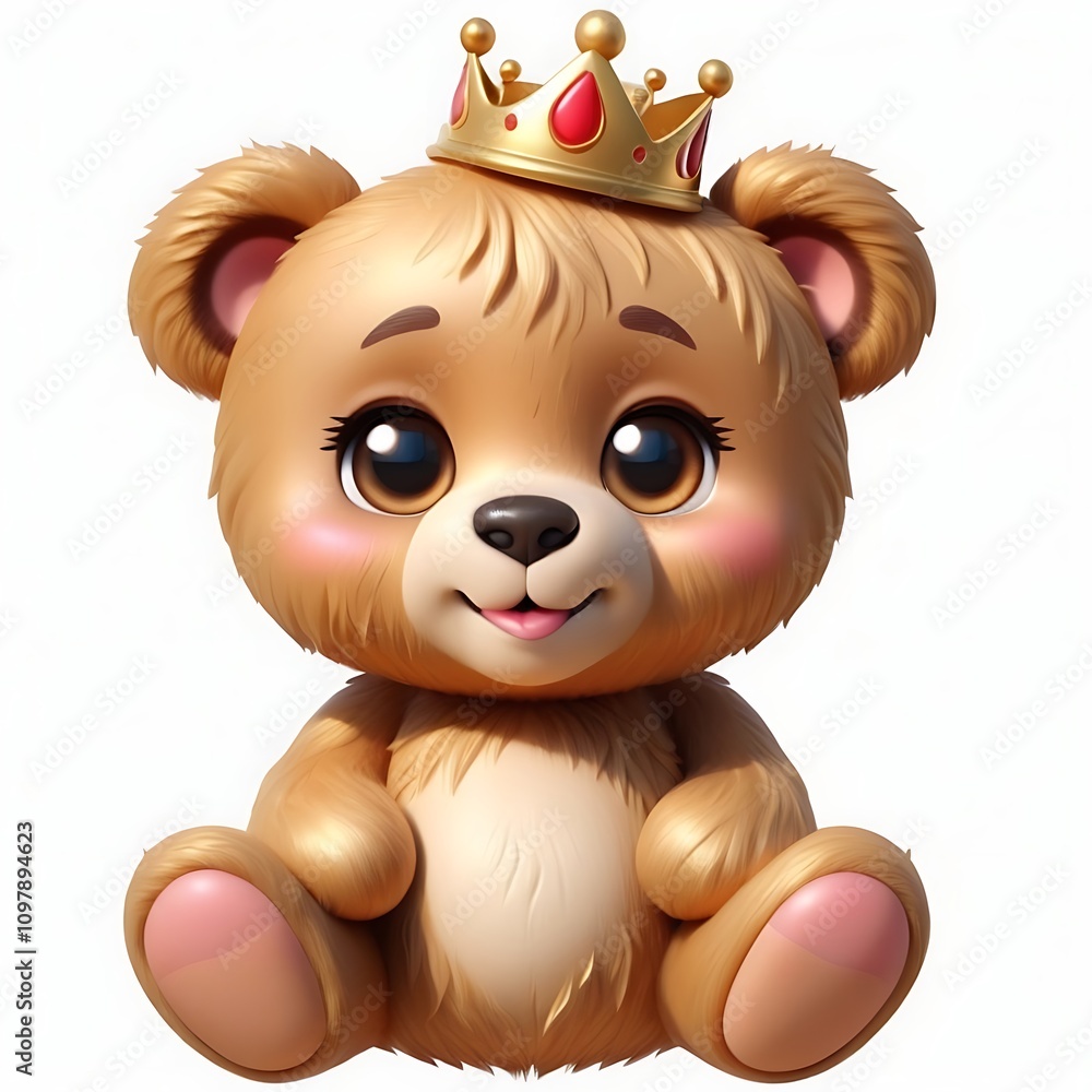 Fototapeta premium Cute Teddy Bear Emoji Emoji , white background, cartoon 3d emoji 
