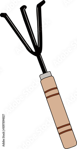 정원을 꾸미는데 필요한 원예 도구 중 땅을 파는 세발갈퀴