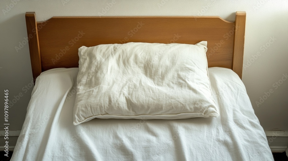 Obraz premium Unmade Bed with Single Pillow Left Undisturbed in Quiet Room