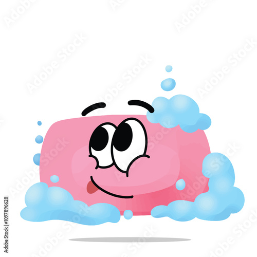 happy soap mascot vector illustrations. fun, colorful, and playful concept. cleaning tools, washing, interest, lifestyle, education, house, and environment themes photo