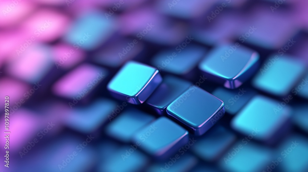 Colorful abstract pattern of metallic squares with soft lighting effects. Generative AI Colorful abstract pattern of metallic squares with soft lighting effects. Generative AI
