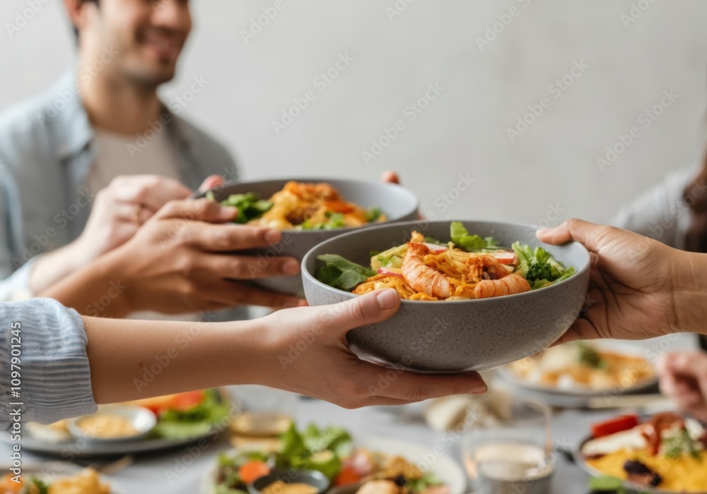 Sharing Delicious Food at a Casual Gathering Sharing Delicious Food at a Casual Gathering