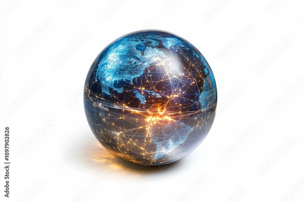 Global network, illuminated egg-shaped Earth. Global network, illuminated egg-shaped Earth.