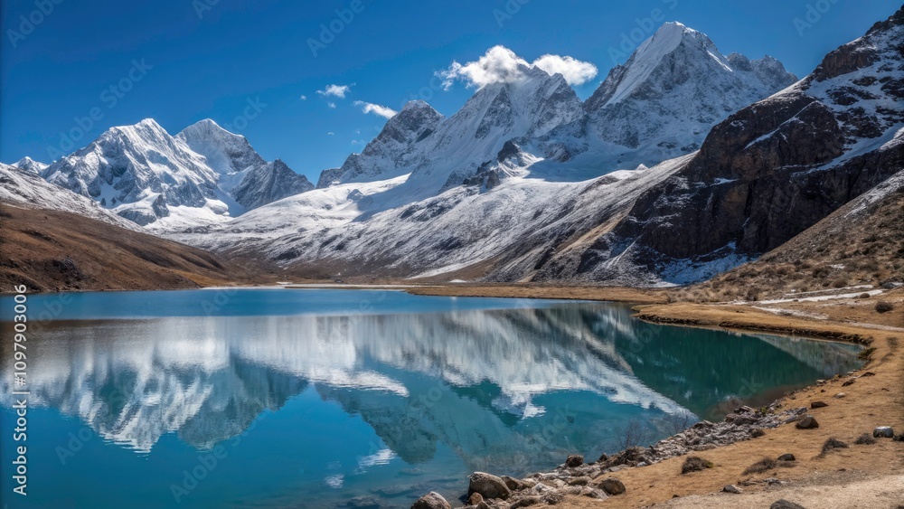 Breathtaking Snow-Capped Mountains and Lake Churup Landscape – Nature’s Serenity Captured in the Rule of Thirds for Stunning Visuals and Scenic Photography Breathtaking Snow-Capped Mountains and Lake Churup Landscape – Nature’s Serenity Captured in the Rule of Thirds for Stunning Visuals and Scenic Photography