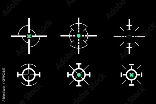 set of crosshair target scope set vector design templates	