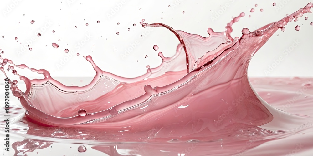 Captivating Pastel Pink Liquid Splashing Waves on White Background for Creative Projects and Design Needs Captivating Pastel Pink Liquid Splashing Waves on White Background for Creative Projects and Design Needs