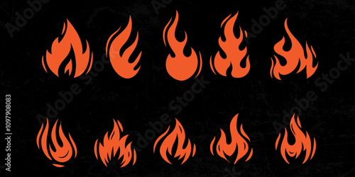 set of red fireball element graphic design 